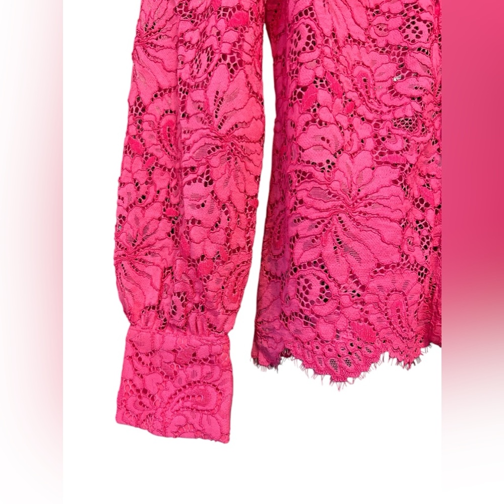 Worthington Women’s Size XS Top NWOT Button Down Petaluma Pink Lace Collared - Picture 5 of 10